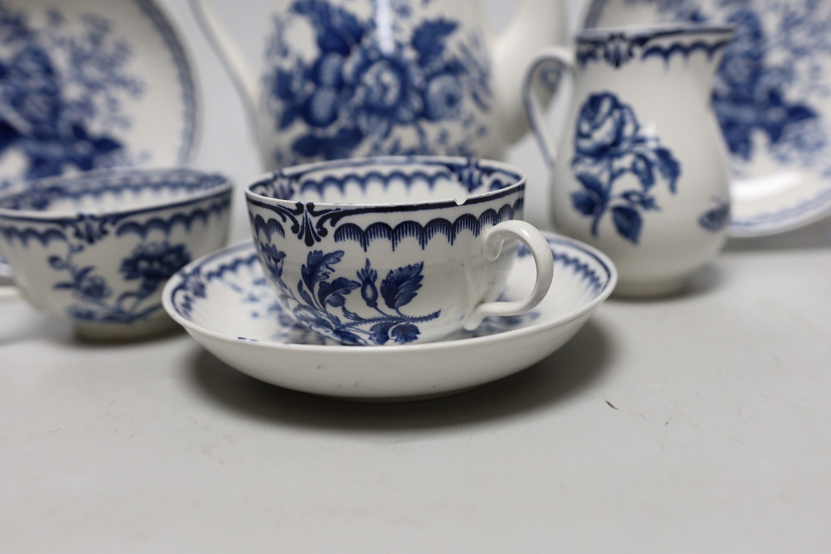 A Booth’s coffee pot and six items of matching teaware in first- period Worcester style